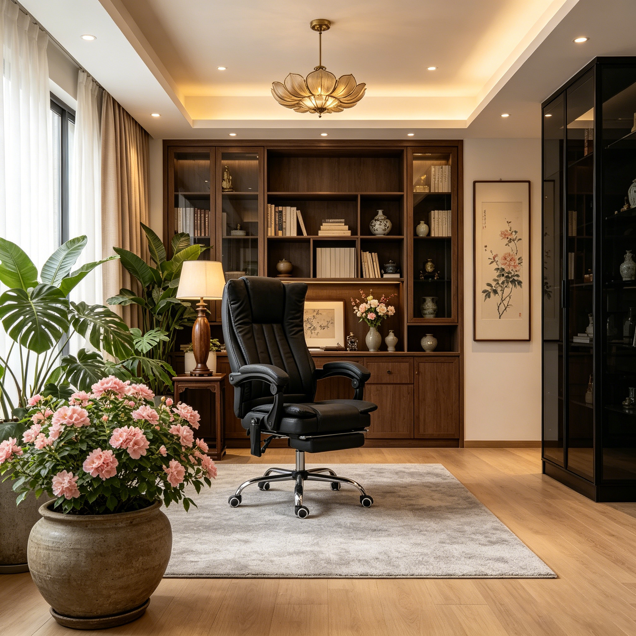 Chaise de bureau de massage avec 6 points de massage et fonction chauffante Fauteuil de bureau inclinable