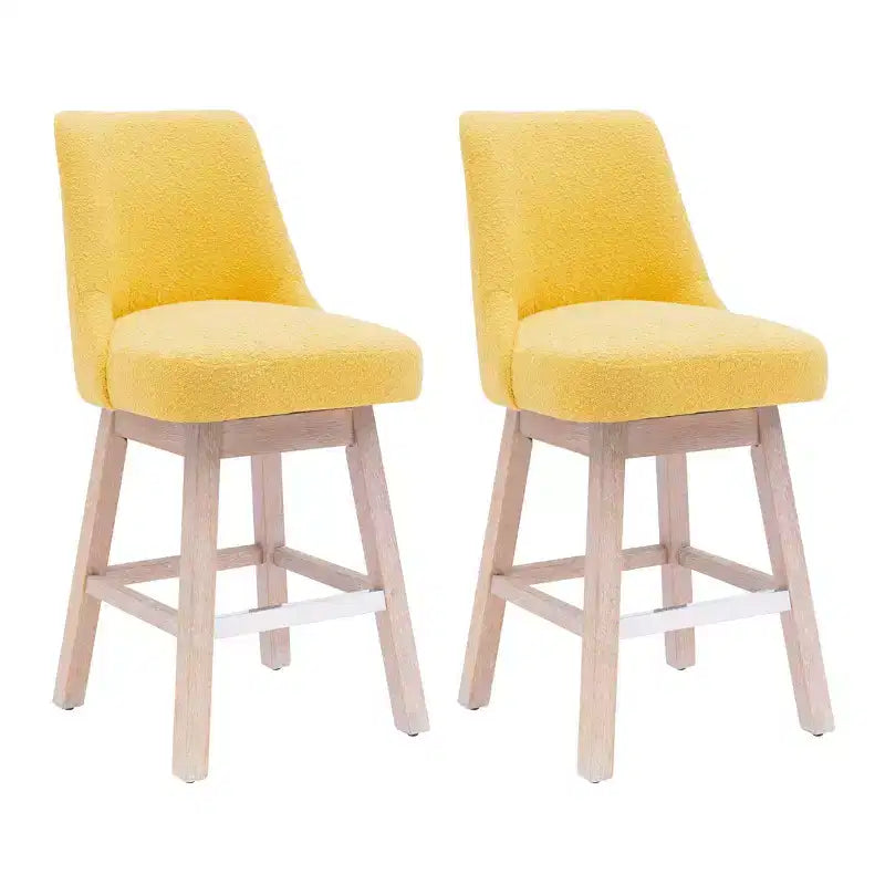 WestinTrends 26 Upholstered Swivel Counter Height Bar Stools (Set of 2) Mustard