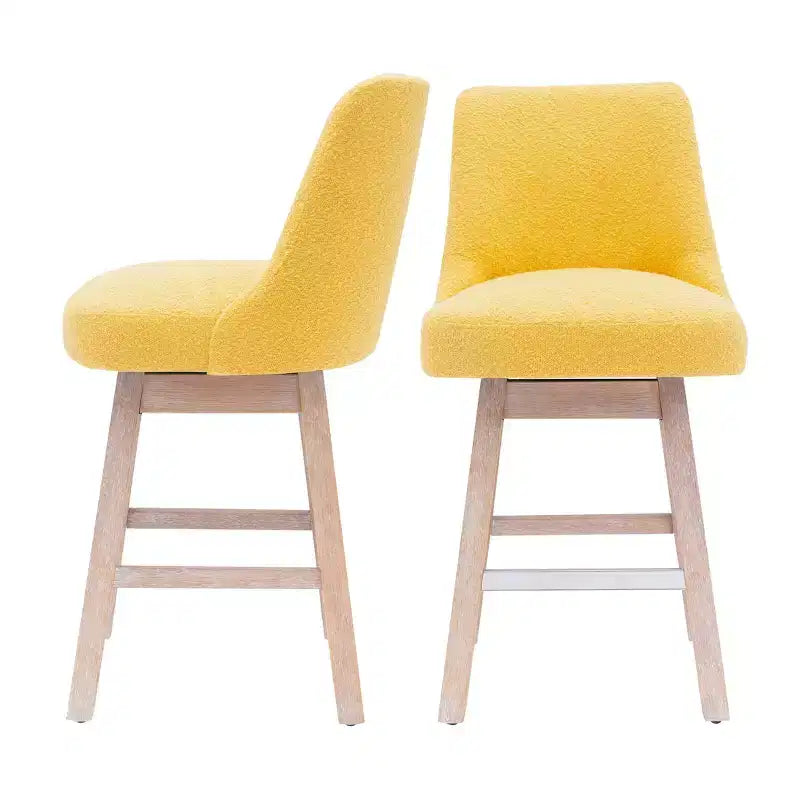 Tabourets de bar rembourrés pivotants hauteur comptoir (lot de 2) Moutarde