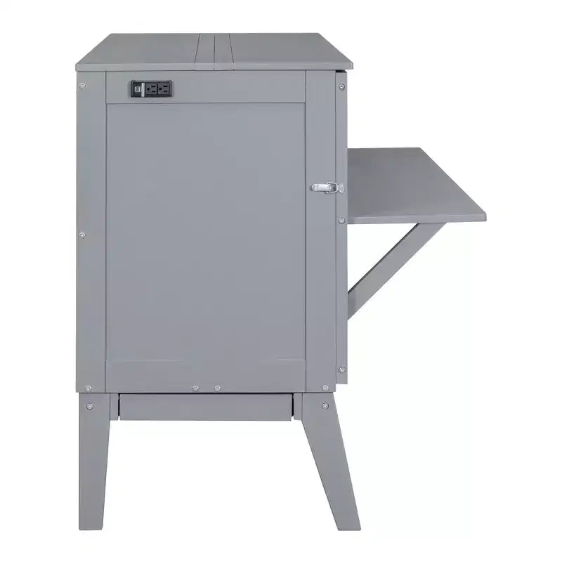 Lit avec Port USB et Étagères Amovibles de Chaque Côté Blanc/Gris