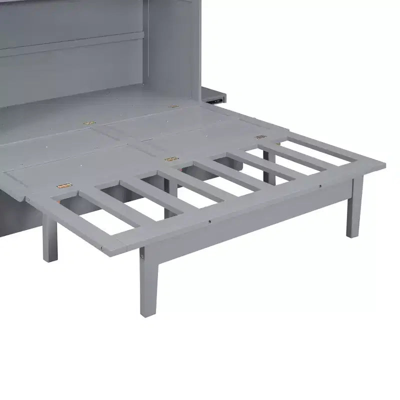 Lit avec Port USB et Étagères Amovibles de Chaque Côté Blanc/Gris