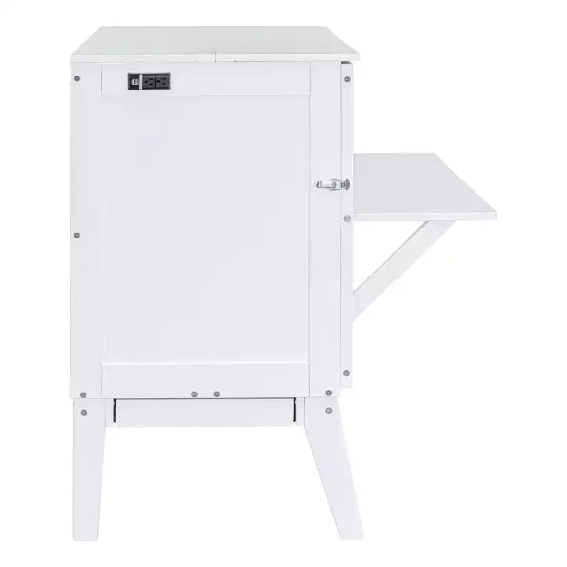 Lit avec Port USB et Étagères Amovibles de Chaque Côté Blanc/Gris