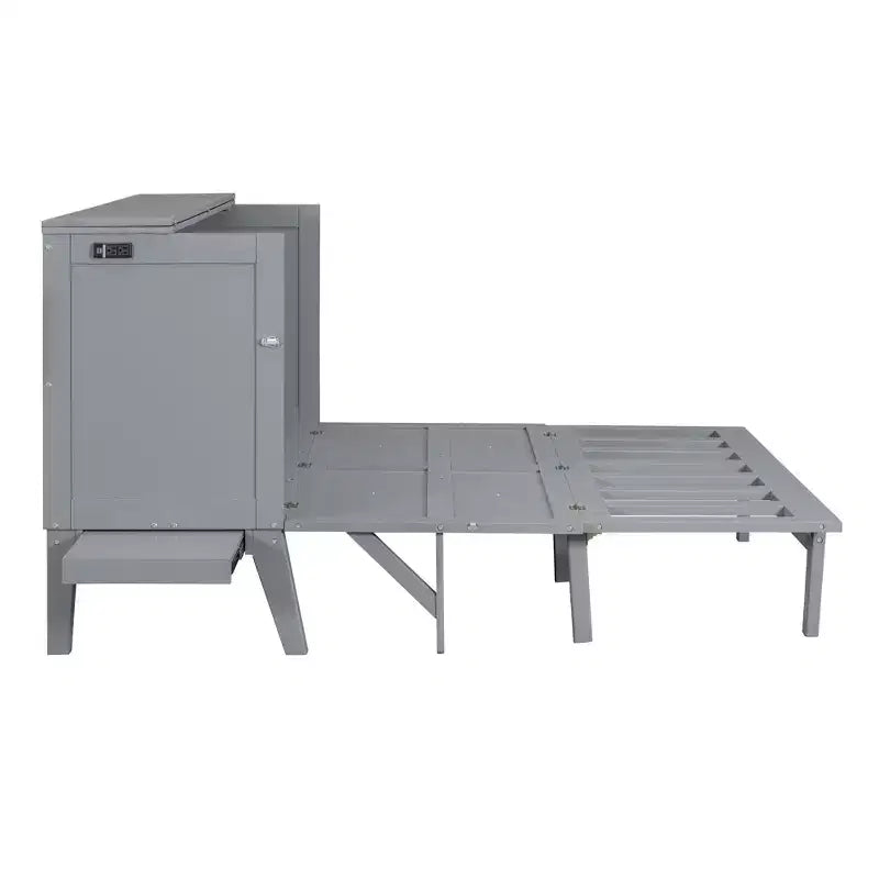 Lit avec Port USB et Étagères Amovibles de Chaque Côté Blanc/Gris