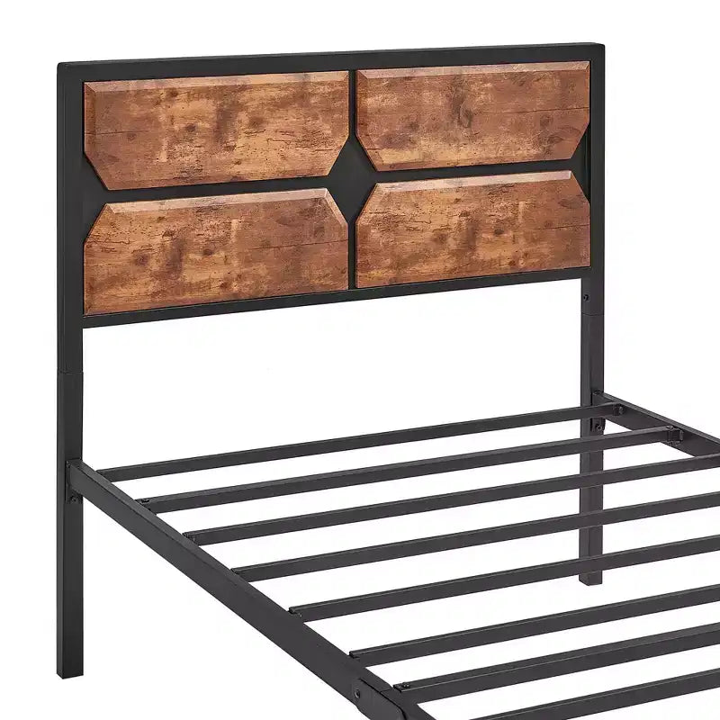 Cadre de lit avec tête de lit en bois, lit plateforme robuste