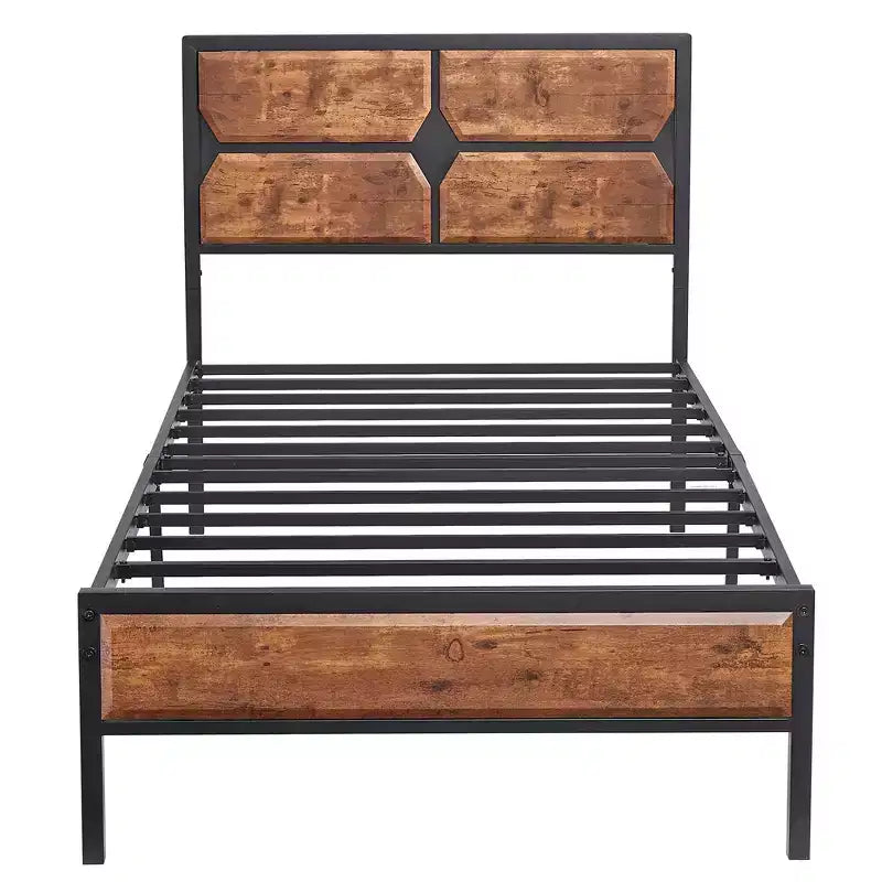 Cadre de lit avec tête de lit en bois, lit plateforme robuste