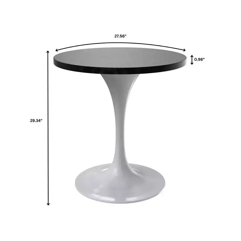 Table à manger ronde avec plateau en bois MDF et pied central moderne blanc