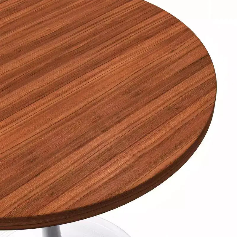 Table à manger ronde avec plateau en bois MDF et pied central moderne blanc