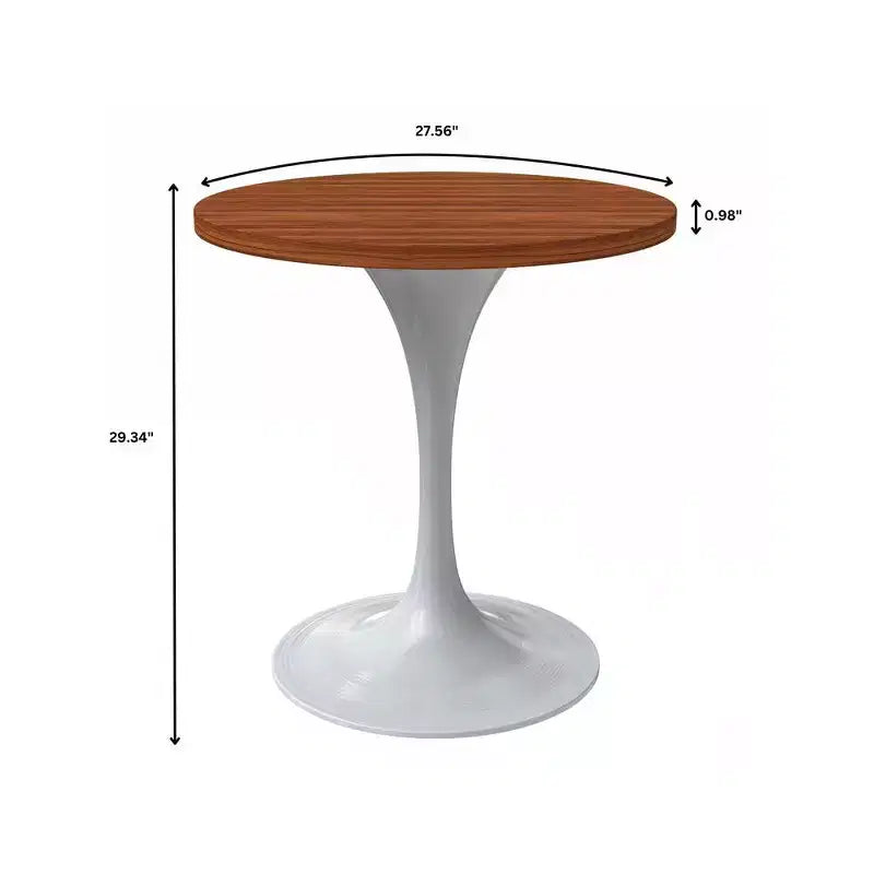 Table à manger ronde avec plateau en bois MDF et pied central moderne blanc