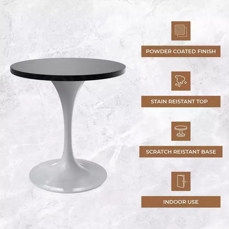 Table à manger ronde avec plateau en bois MDF et pied central moderne blanc