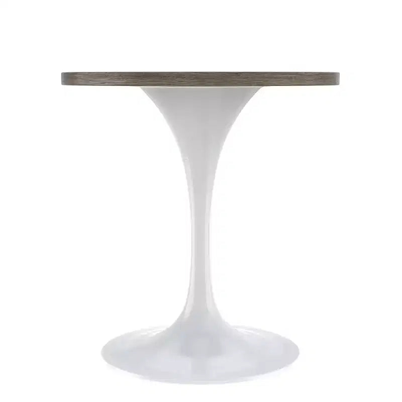 Table à manger ronde avec plateau en bois MDF et pied central moderne blanc