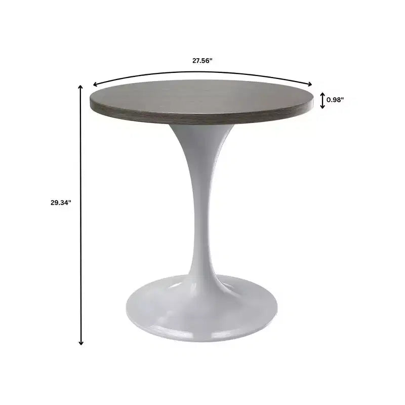 Table à manger ronde avec plateau en bois MDF et pied central moderne blanc