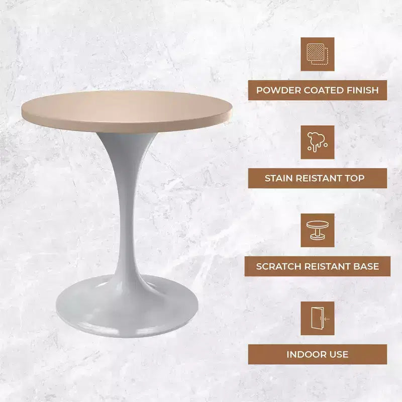 Table à manger ronde avec plateau en bois MDF et pied central moderne blanc