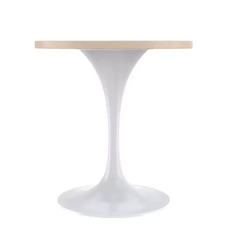 Table à manger ronde avec plateau en bois MDF et pied central moderne blanc