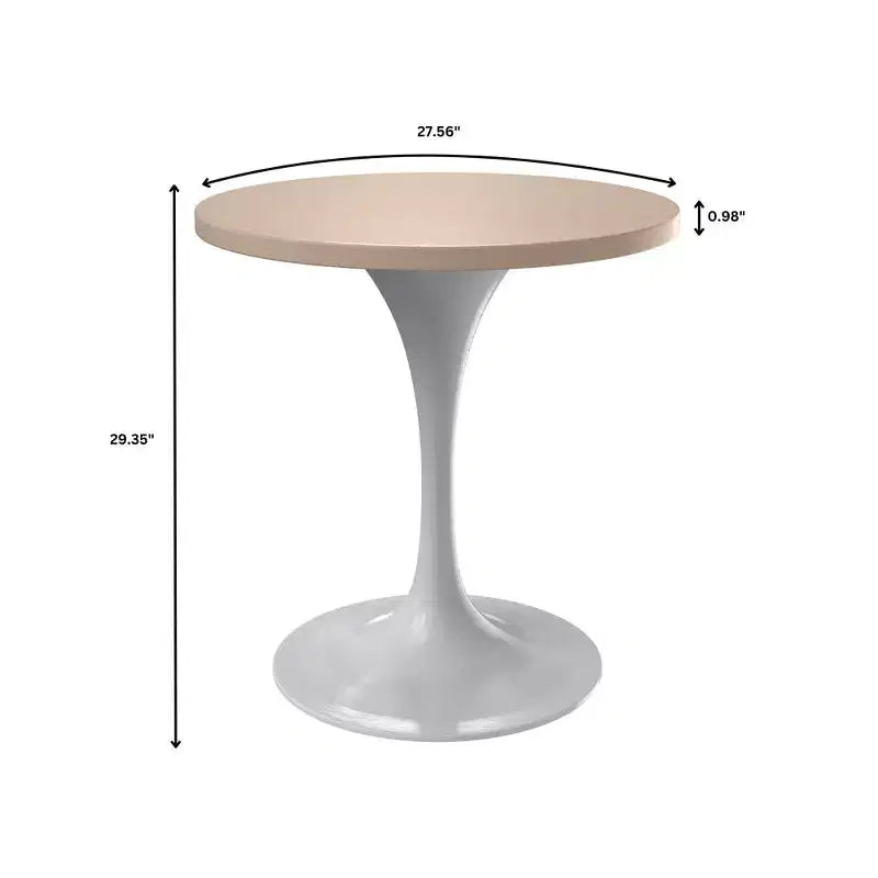 Table à manger ronde avec plateau en bois MDF et pied central moderne blanc