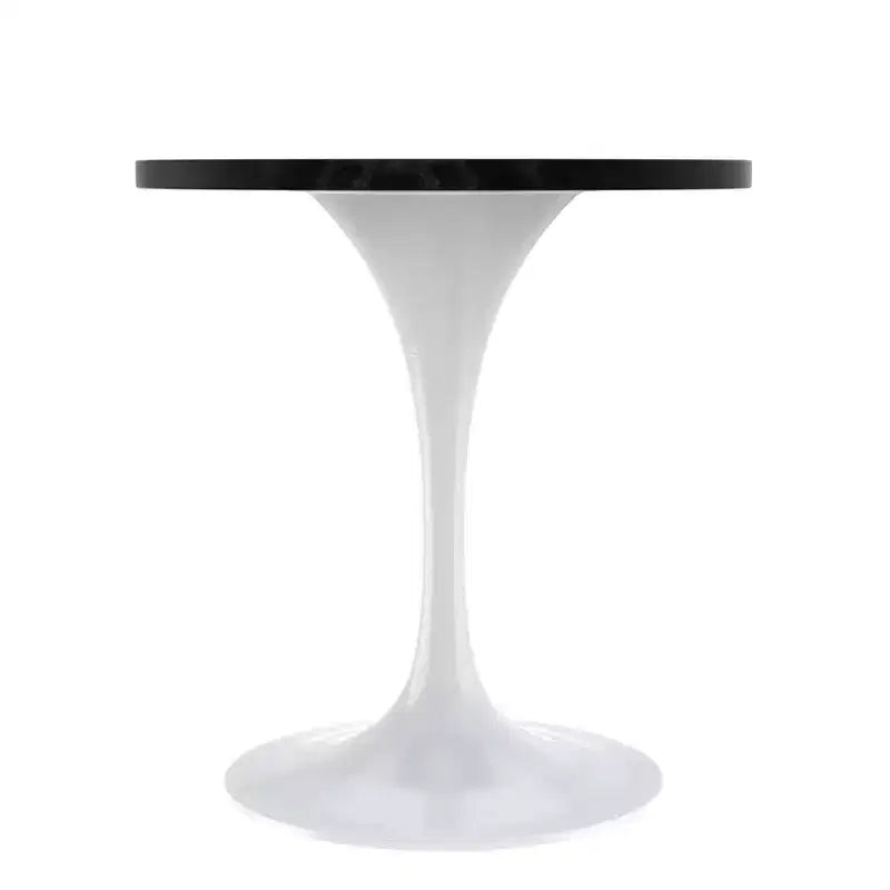 Table à manger ronde avec plateau en bois MDF et pied central moderne blanc
