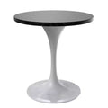LeisureMod Verve 27 Round Dining Table - MDF Wood Top with Modern White Pedestal Base Accent Side Table for Kitchen and Home