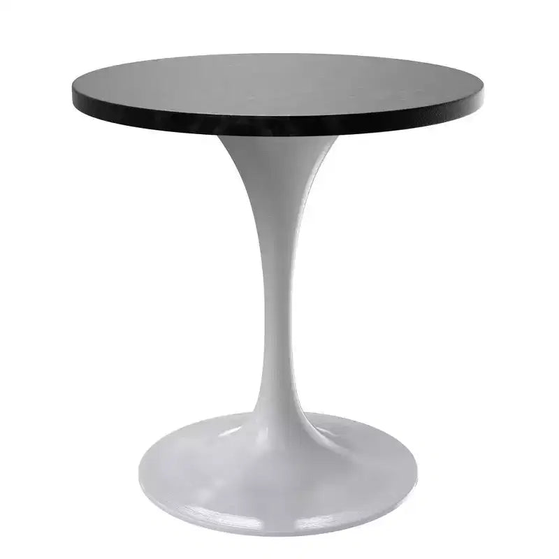 LeisureMod Verve 27 Round Dining Table - MDF Wood Top with Modern White Pedestal Base Accent Side Table for Kitchen and Home