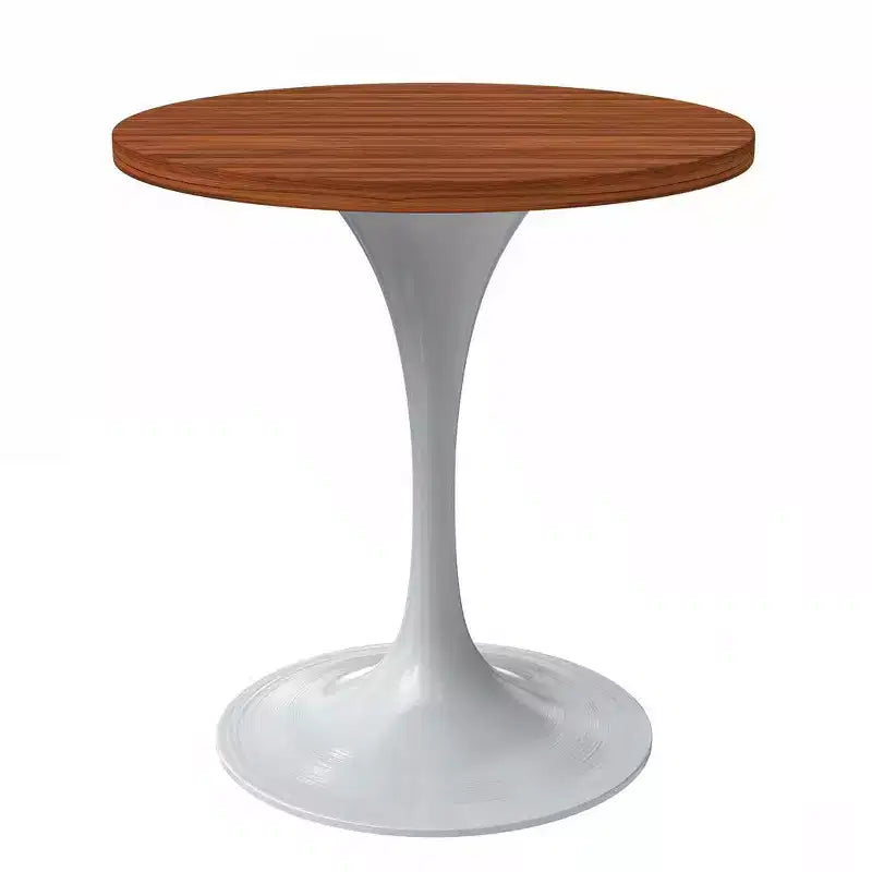 Table à manger ronde avec plateau en bois MDF et pied central moderne blanc
