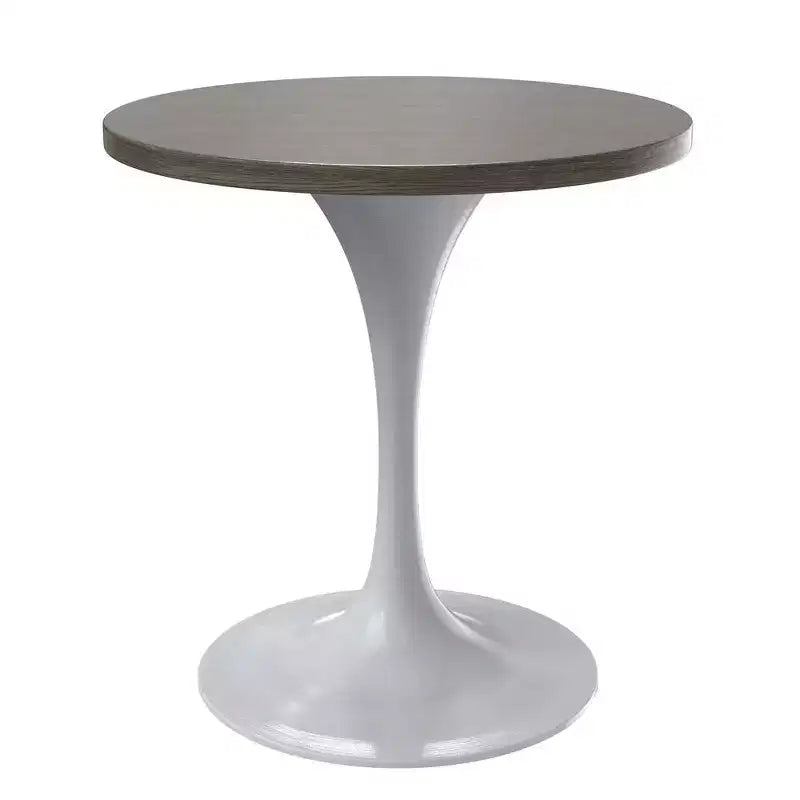 Table à manger ronde avec plateau en bois MDF et pied central moderne blanc