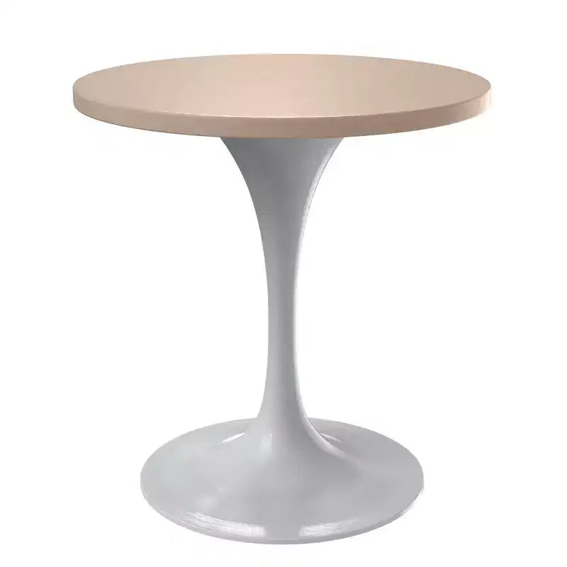 Table à manger ronde avec plateau en bois MDF et pied central moderne blanc