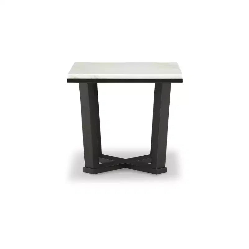 Table d'appoint carrée contemporaine avec plateau en marbre