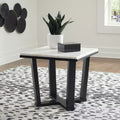 Table d'appoint carrée contemporaine avec plateau en marbre