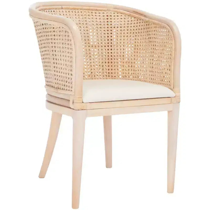 Fauteuil avec coussin Naturel/Blanc délavé