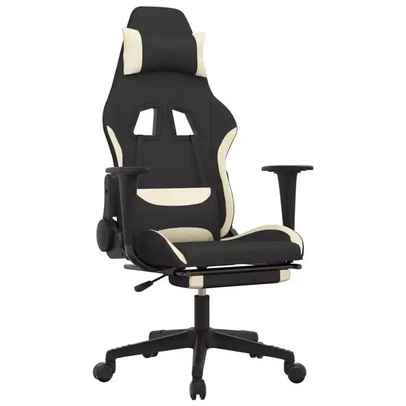vidaXL Modern Gaming Chair with Adjustable Features Black and Cream Fabric - Ideal for Enhancing Gaming Experience with Ultimate Comfort