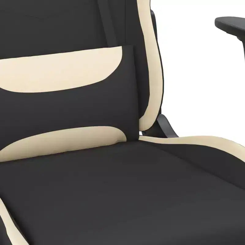 Fauteuil de jeu moderne avec fonctions réglables en tissu noir et crème