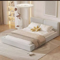 Queen Size Upholstered Wooden Platform Bed Frame with Headboard 4S -ModernLuxe