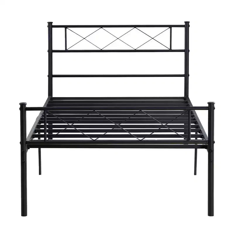 VECELO Metal Bed Frame with Headboard Modern Platform Bed Frame No Box Spring Needed Easy Assembly