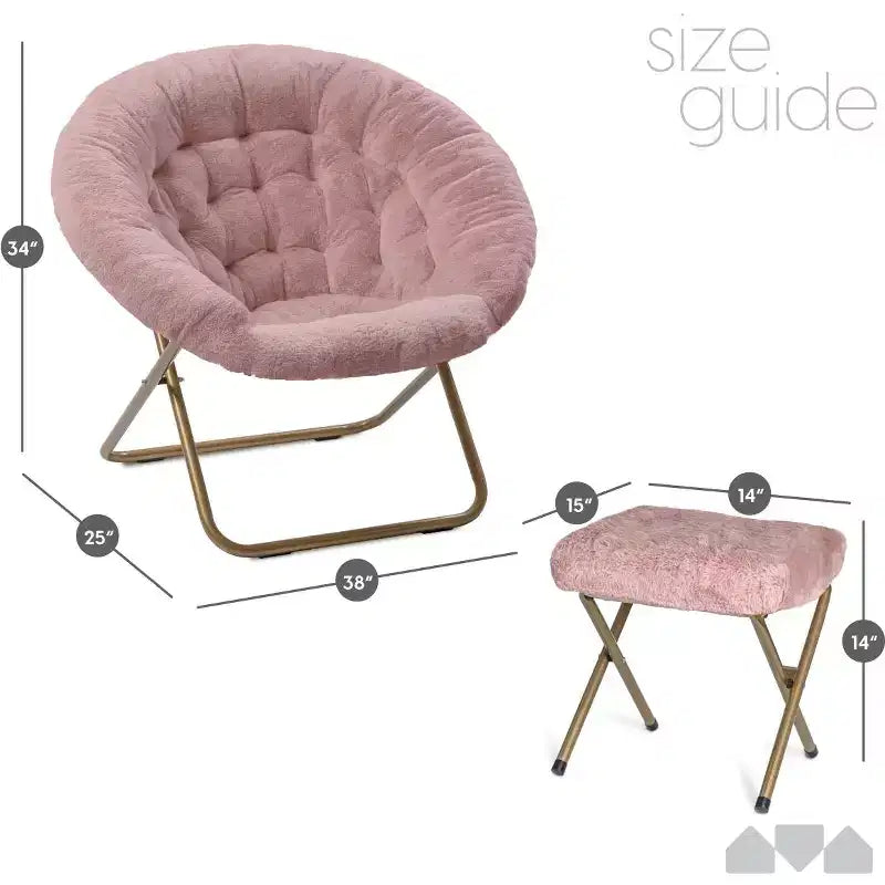 Fauteuil soucoupe extra-large douillet en fausse fourrure avec repose-pieds