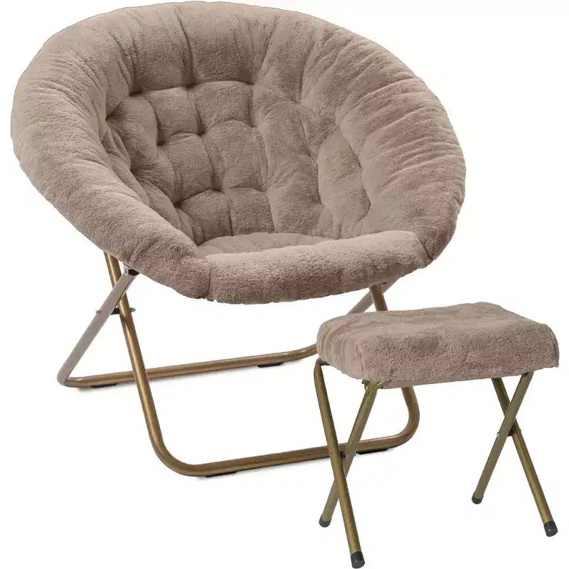 Milliard Cozy Faux Fur Saucer Chair X-Large with Footrest