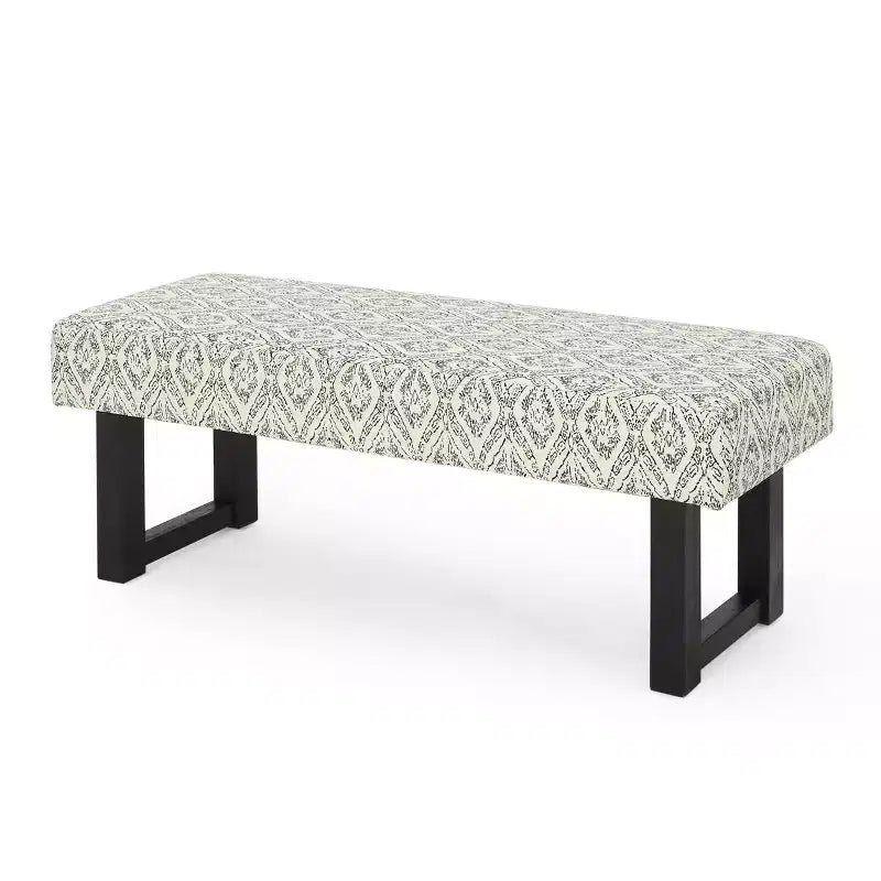 Christopher Knight Home Ashford Boho Fabric Upholstered Bench Black Print and Black
