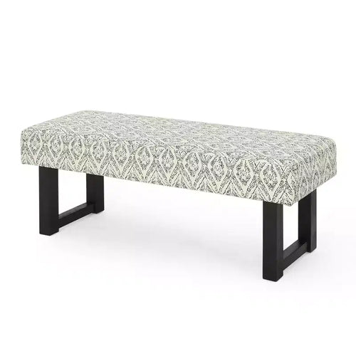 Christopher Knight Home Ashford Boho Fabric Upholstered Bench Black Print and Black