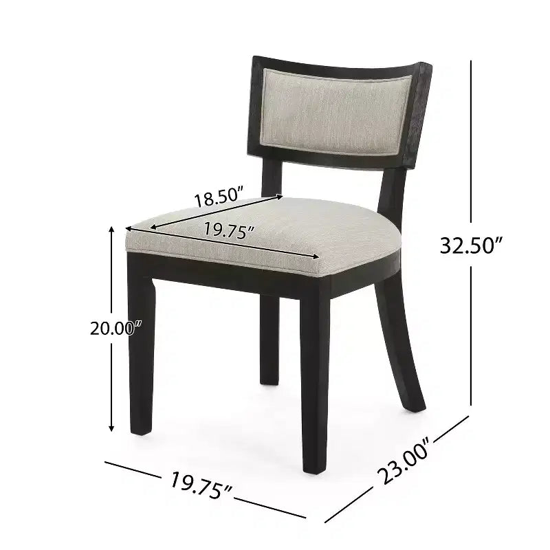 Ensemble de 2 chaises de salle à manger d'intérieur en hévéa rembourrées
