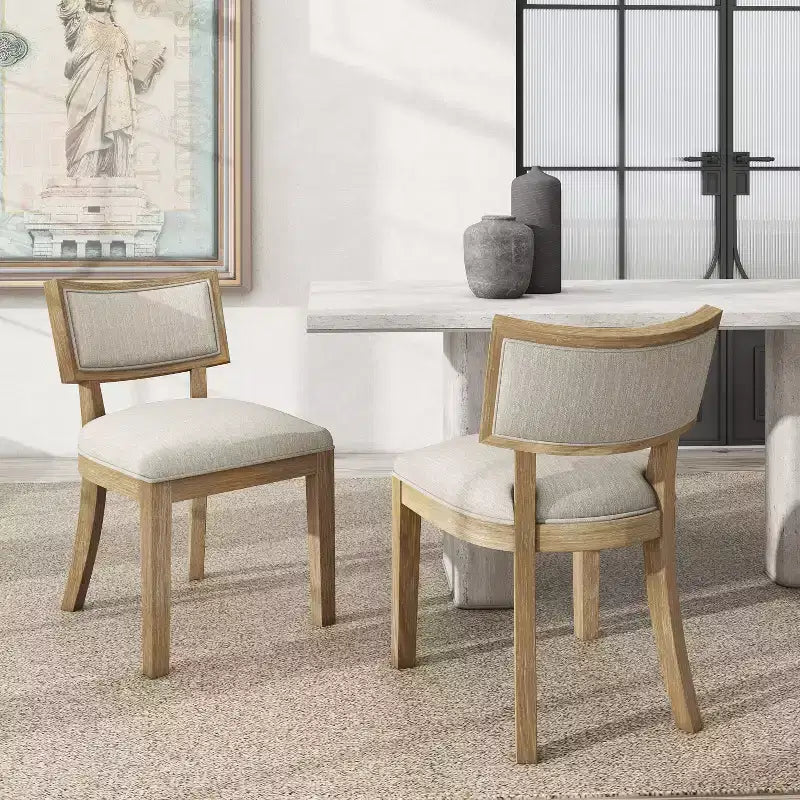 Ensemble de 2 chaises de salle à manger d'intérieur en hévéa rembourrées