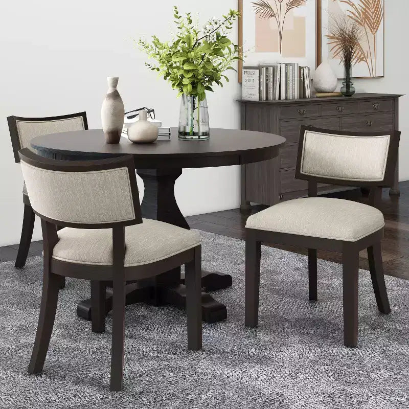 Ensemble de 2 chaises de salle à manger d'intérieur en hévéa rembourrées
