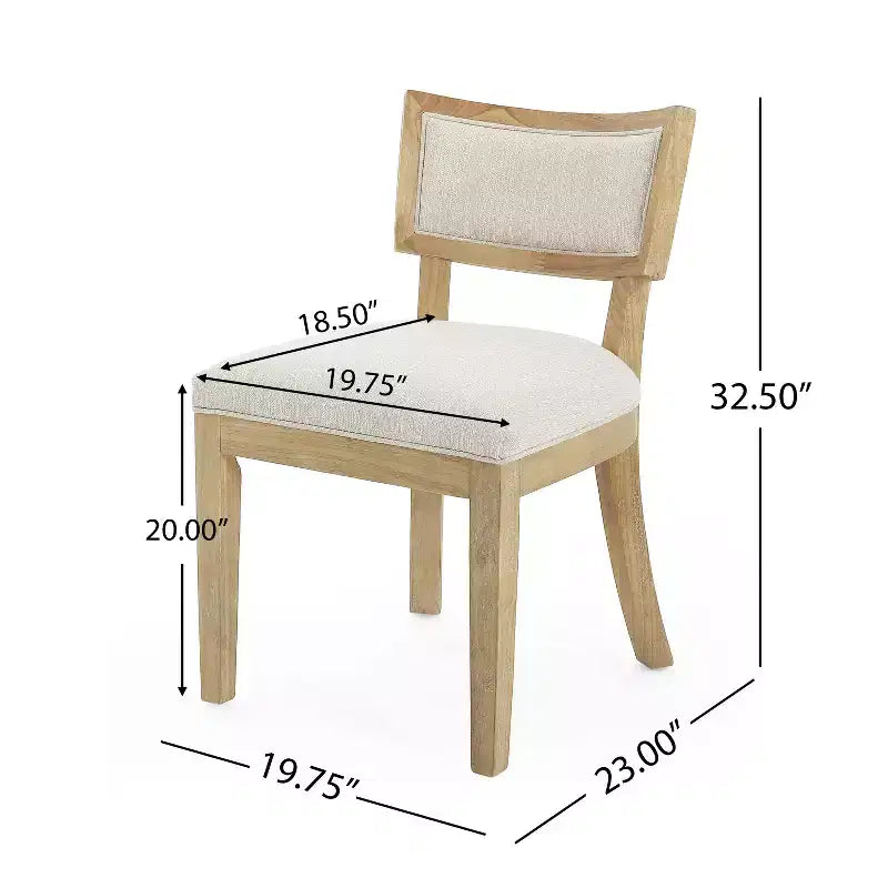 Ensemble de 2 chaises de salle à manger d'intérieur en hévéa rembourrées