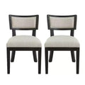 Ensemble de 2 chaises de salle à manger d'intérieur en hévéa rembourrées