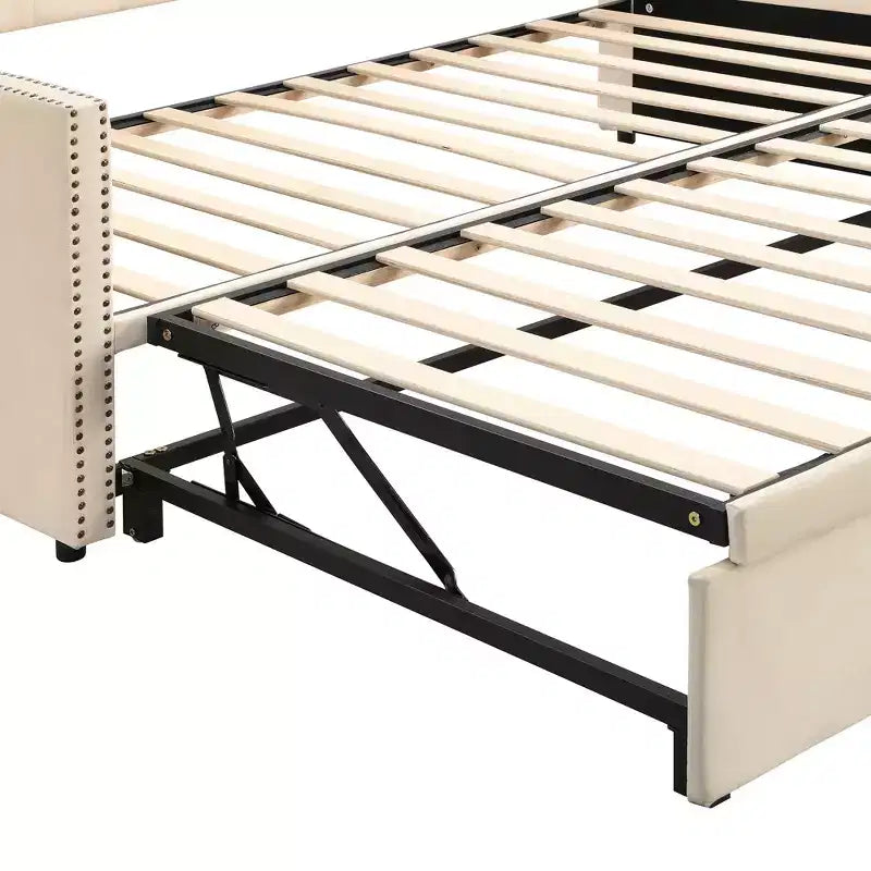 Lit de repos capitonné, canapé-lit extensible avec lit gigogne double escamotable