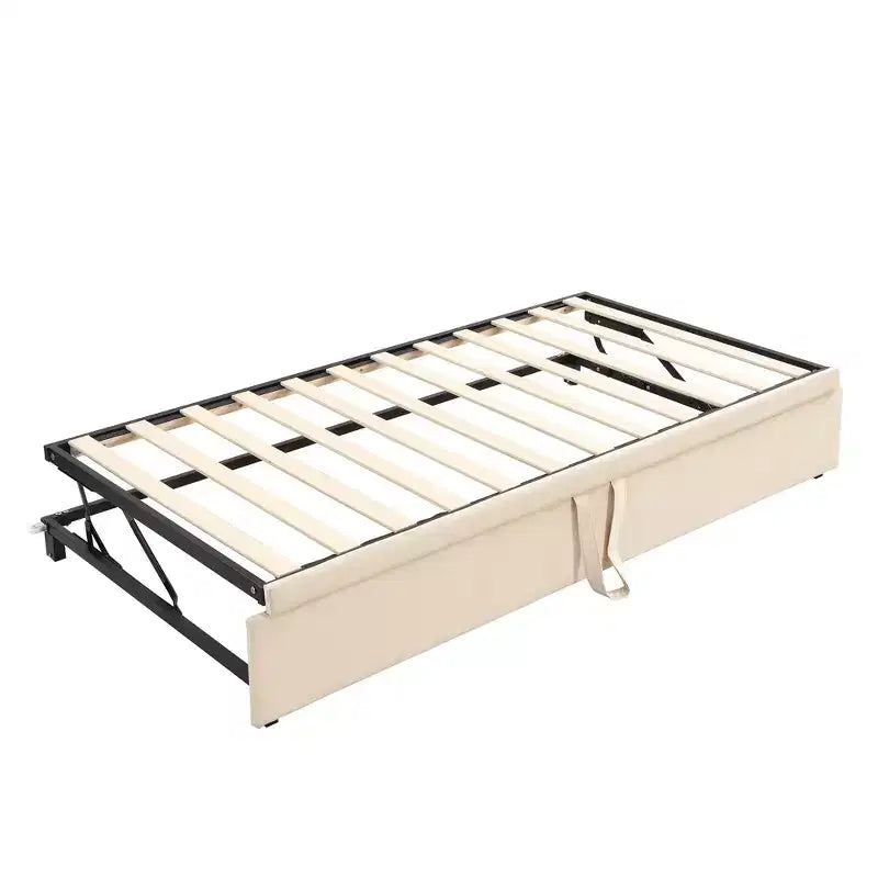 Lit de repos capitonné, canapé-lit extensible avec lit gigogne double escamotable