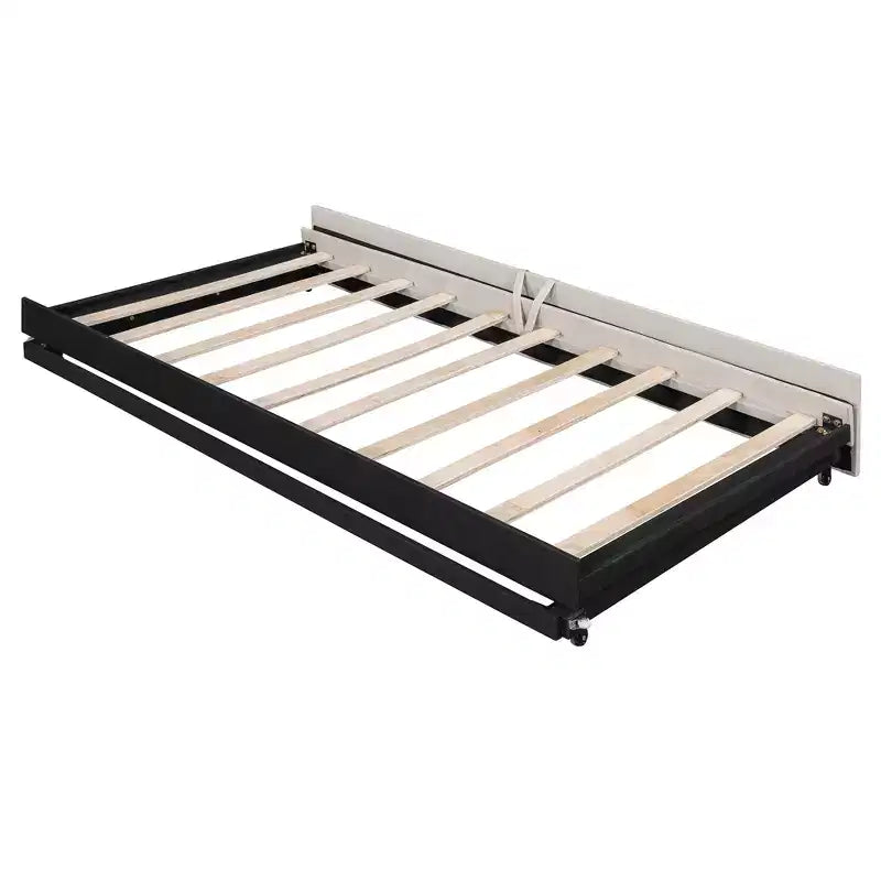 Lit de repos capitonné, canapé-lit extensible avec lit gigogne double escamotable