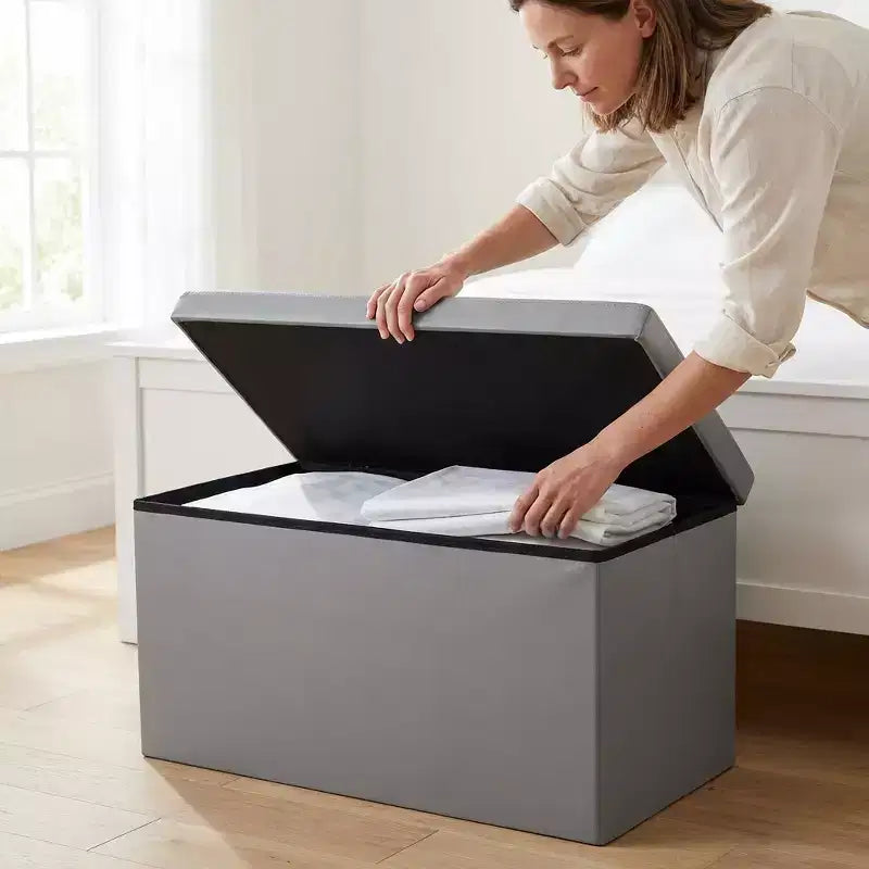 Articles ménagers Pouf et boîte de rangement polyvalents 2-en-1