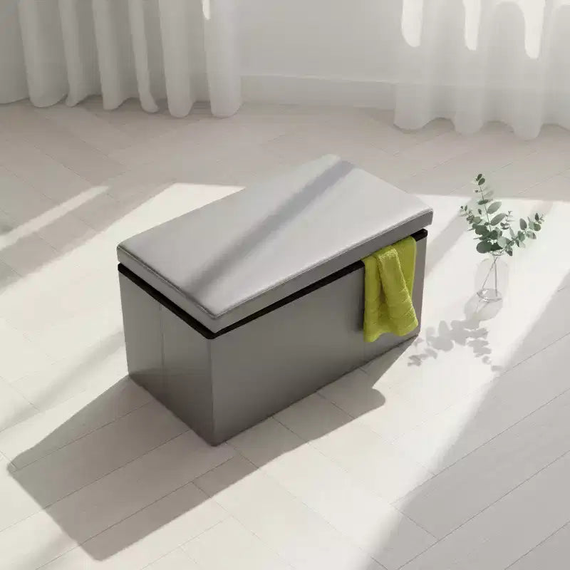 Evideco French Home Goods Versatile 2-in-1 Pouf & Storage Box Available in 3 Colors and 2 Sizes