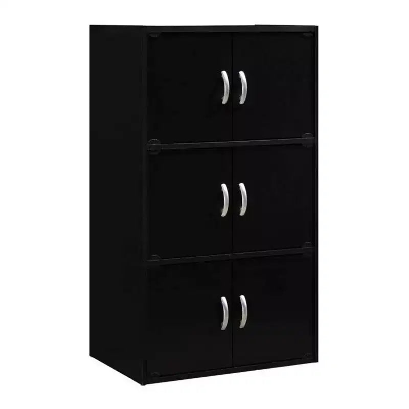 Armoire bibliothèque de rangement polyvalente fermée à 6 portes et 3 étagères, à poser au sol