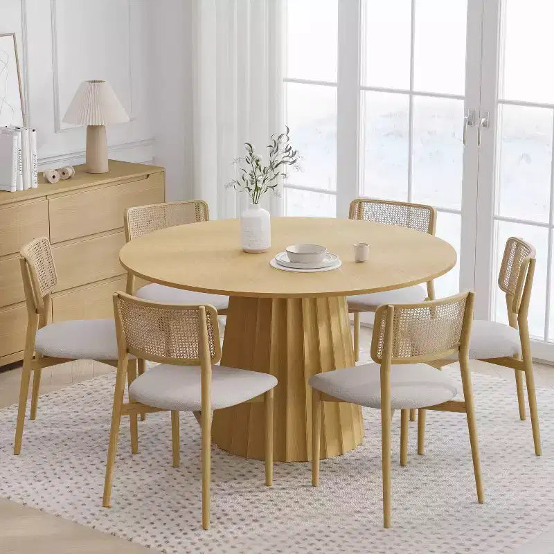 Dovelina 52 Round Dining Table Modern Wood Kitchen Table Dining Room Table for 6 People