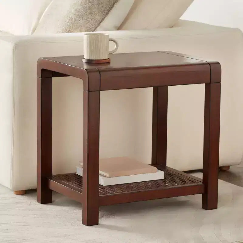 Table d'appoint large en bois brun