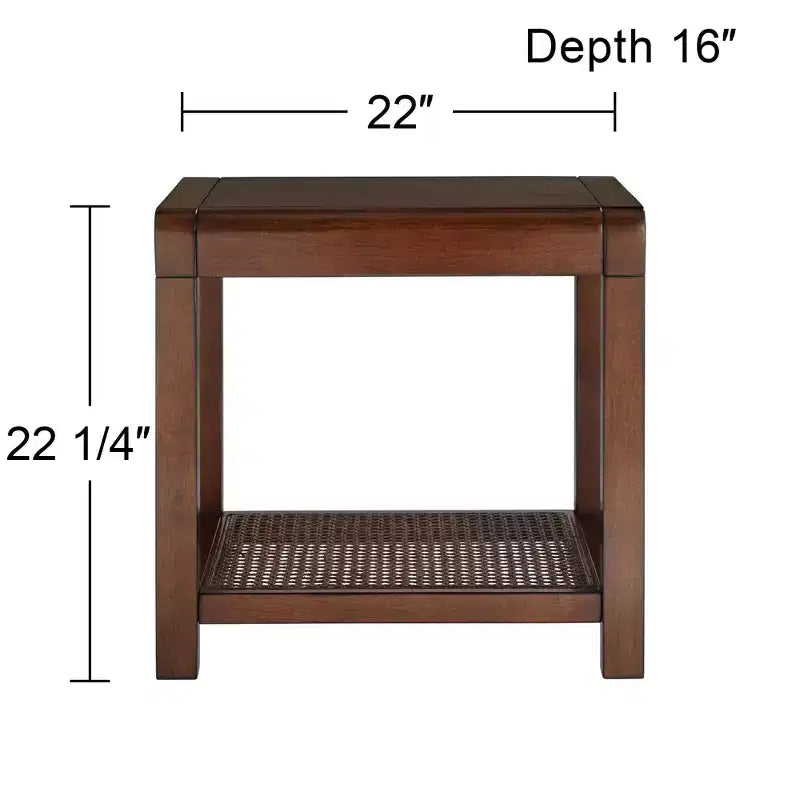 Table d'appoint large en bois brun